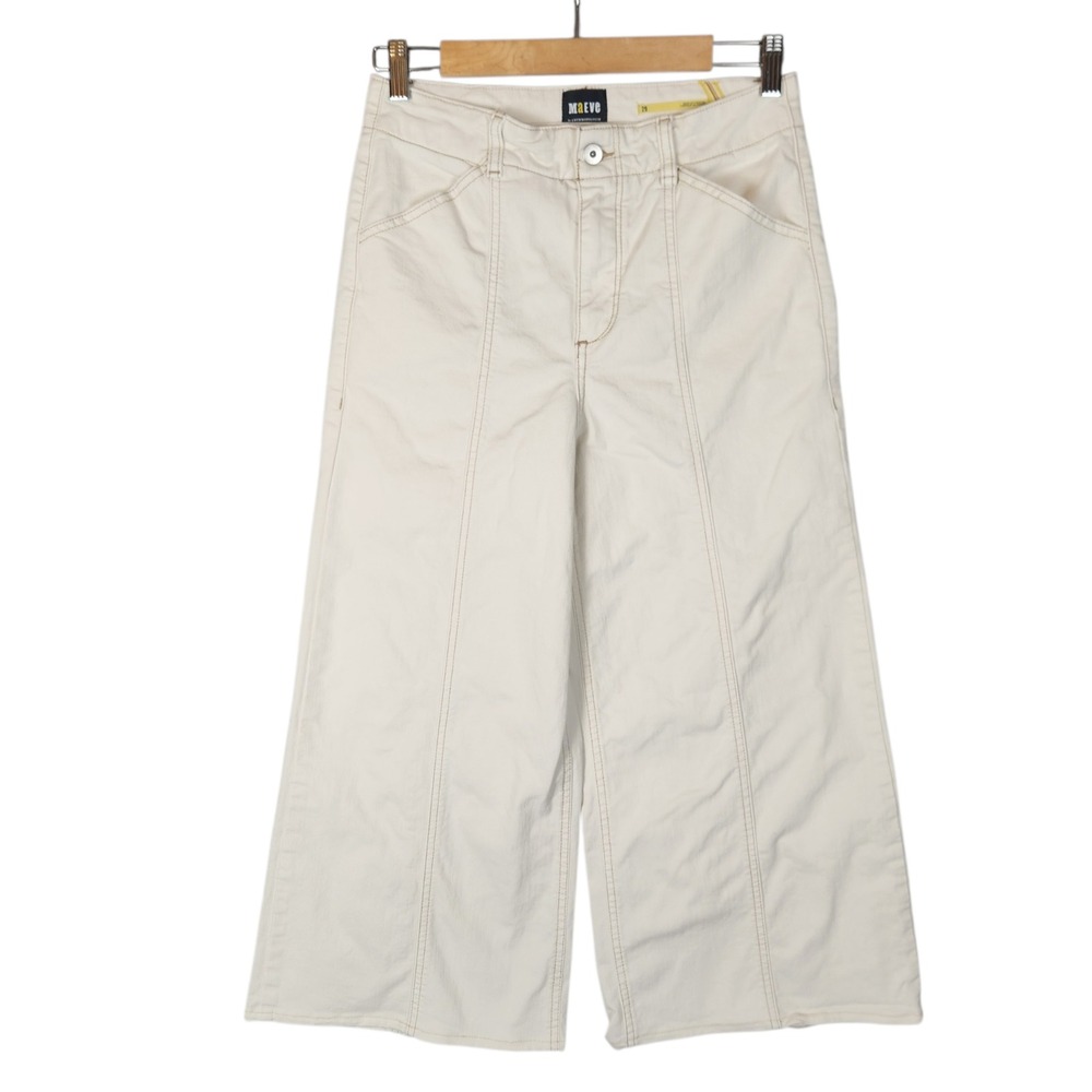 Maeve Anthropologie Delaney Crop Clean Seamed High-Rise Wide-Leg Jeans 29 Cream